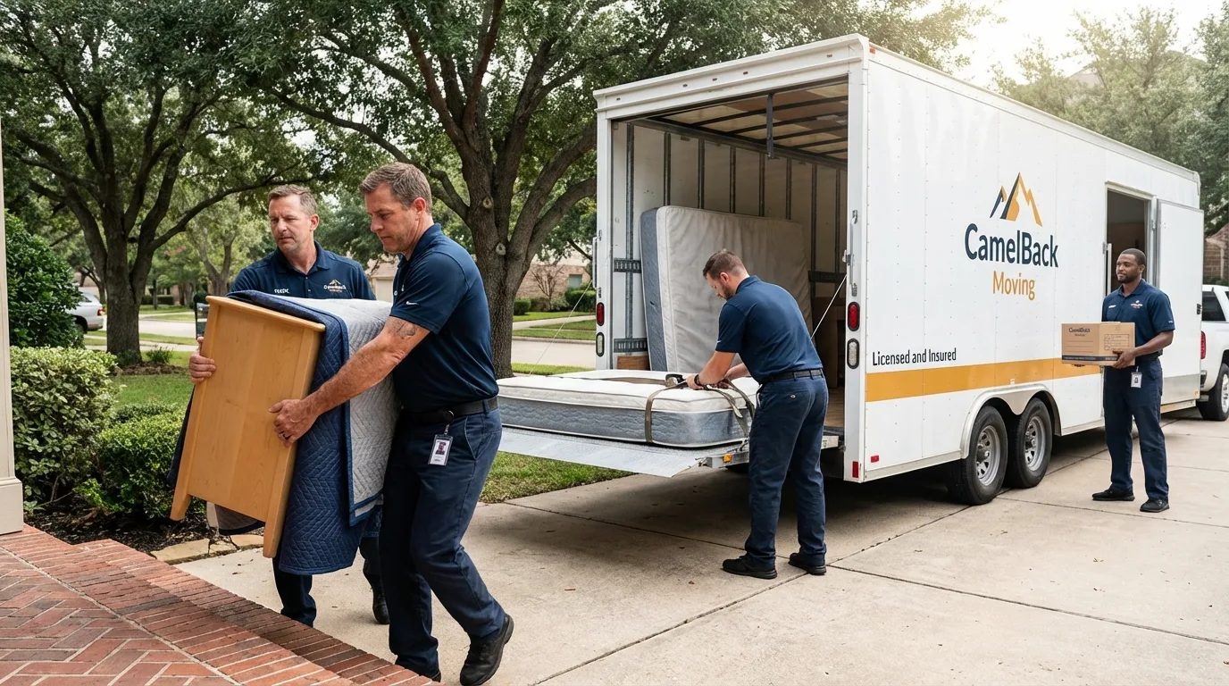 Crew loading residential truck for cross-state move from Cumberland, VA