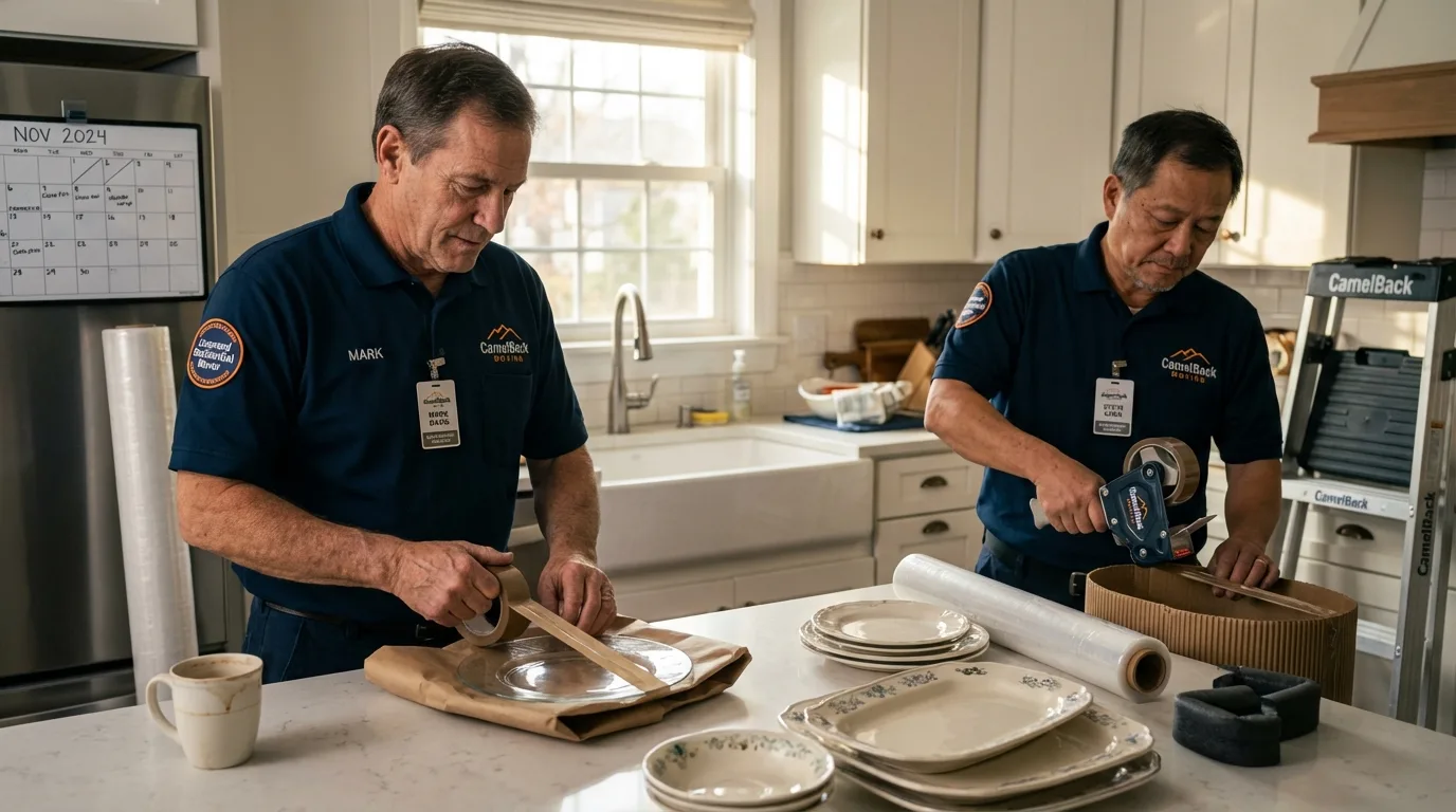 Professional crew packing kitchen dishware in Cumberland, VA